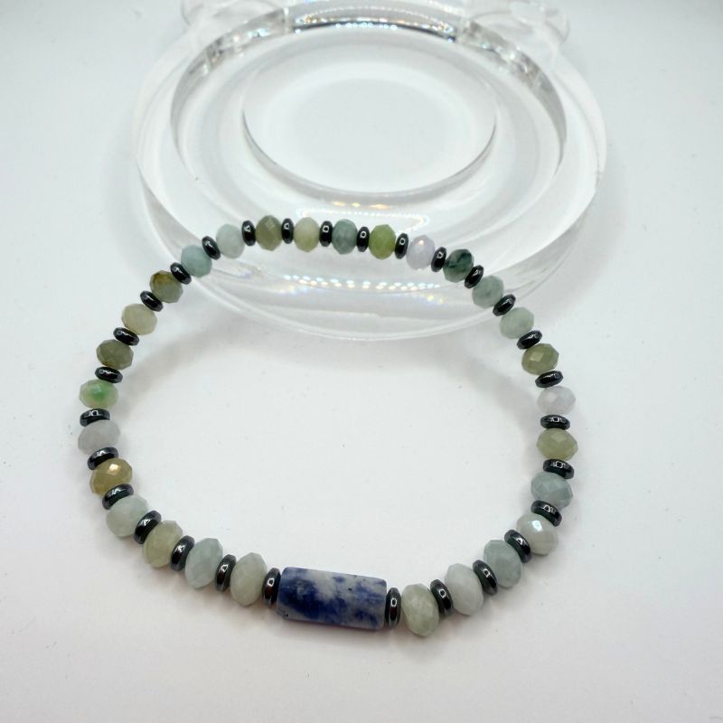 Handcrafted Gemstone and Hemitate Beaded Men Bracelet