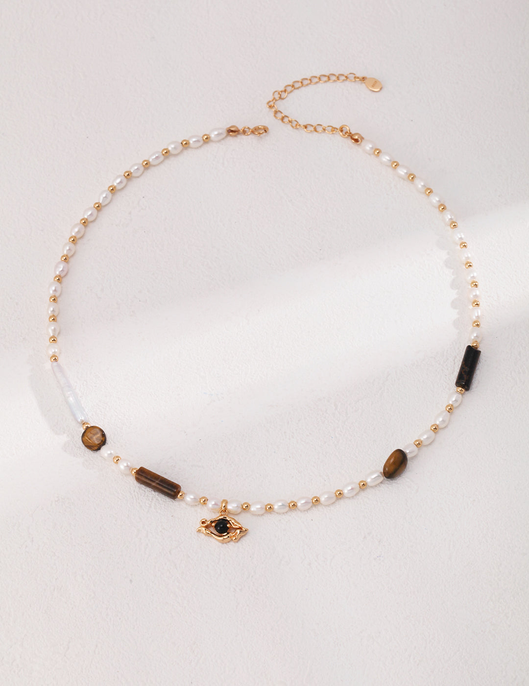S925 Silver Nature Pearl Tiger Eye Necklace