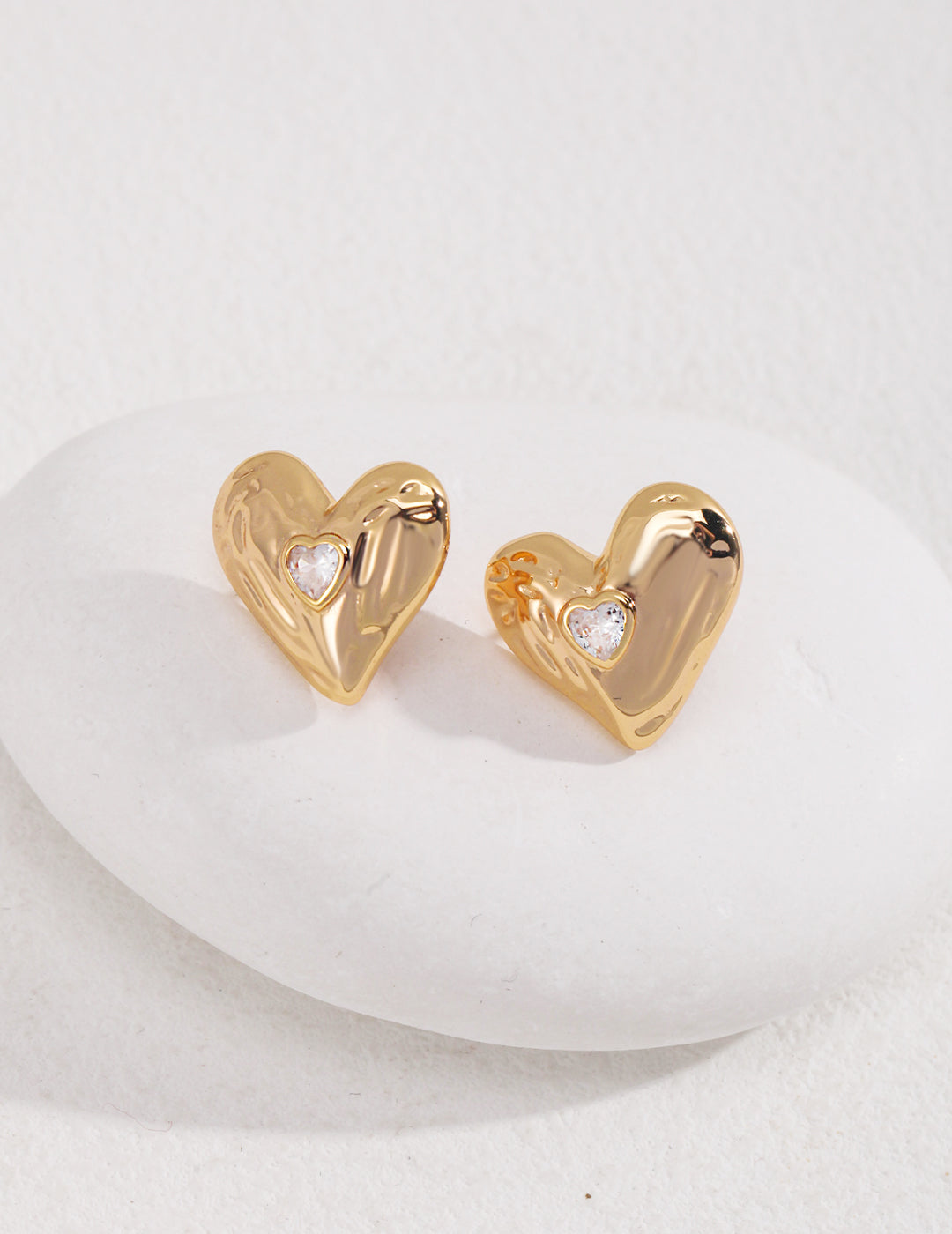 925 Silver Earring 18K Gold Plated in Heart Shape