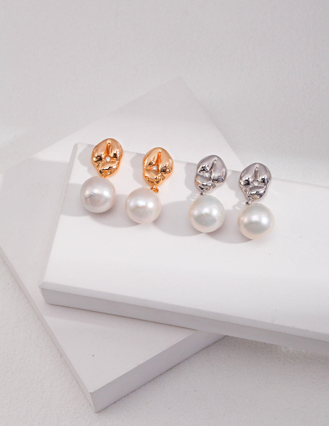 925 Silver Earring Nature Pearl 18K Gold Plated