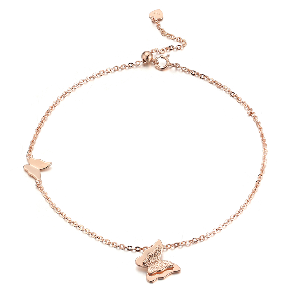 925 Sterling Silver Anklet with Butterfuly Charm
