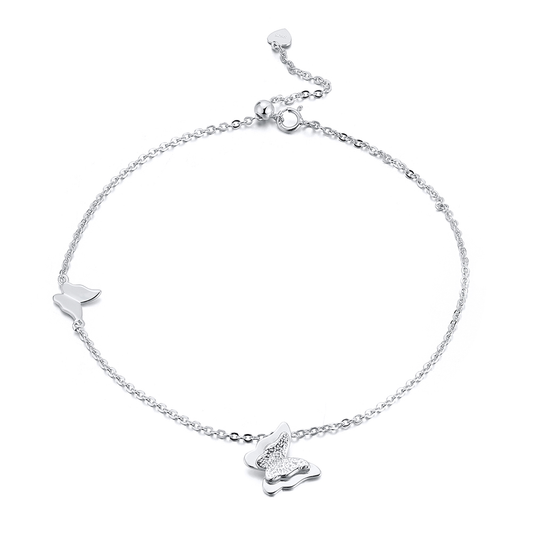 925 Sterling Silver Anklet with Butterfuly Charm