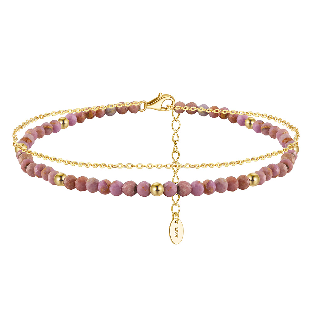 925 Sterling Silver Anklet with Purple Mica