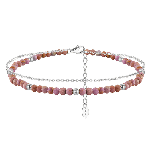 925 Sterling Silver Anklet with Purple Mica