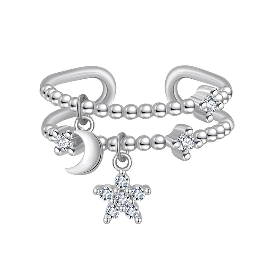 925 Sterling Silver Adjustable Ring with Zircon