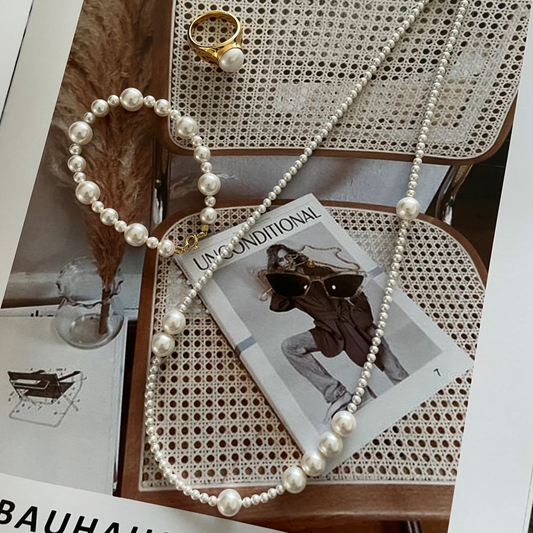 14K gold plated pearl necklace