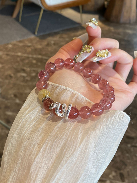 Strawberry Quartz & Citrine Bracelet For Love