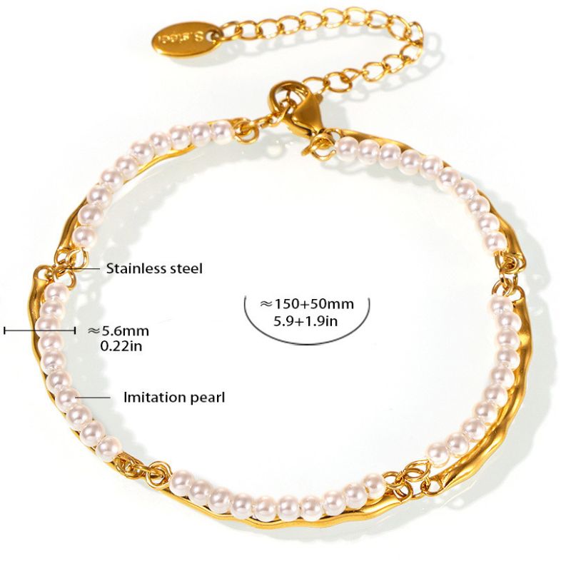 Handmade Synthetic Pearl Beaded Stainless Steel Bracelet