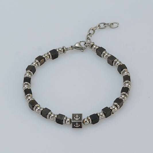 DIY Men Anchor Beaded Bracelet in Stainless Steel