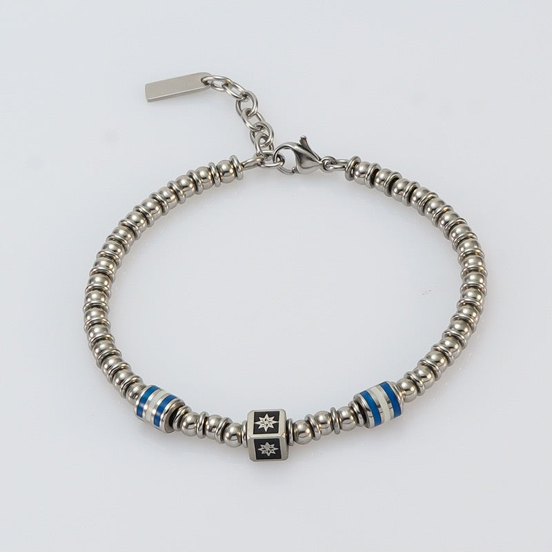 DIY Men beaded Stainless Steel Bracelet