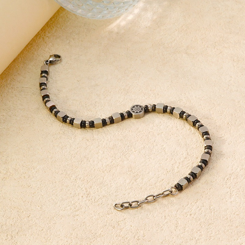DIY Men  Beaded Bracelet with Anchor Design  in Stainless Steel