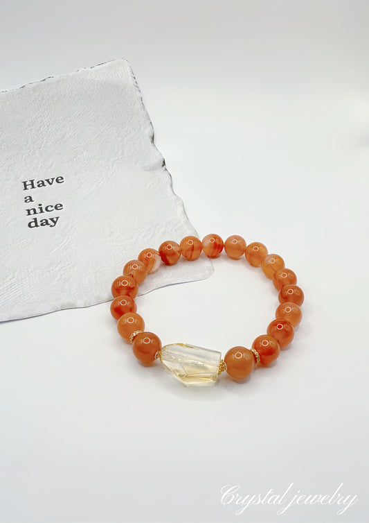 Red Agate & Citrine Crystal Bracelet