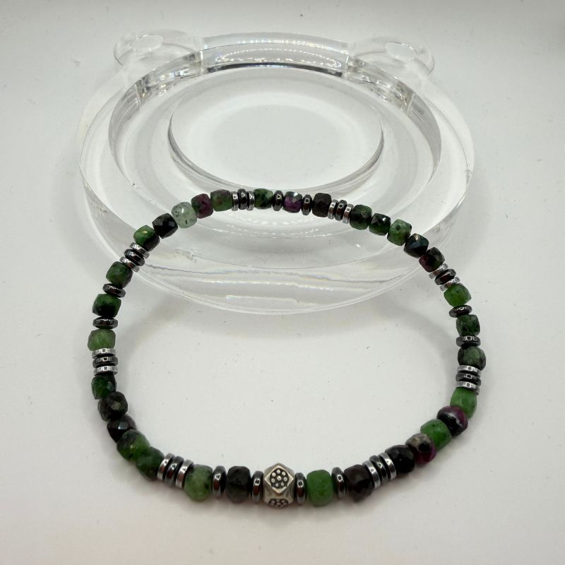 Handcrafted Gemstone and Hemitate Beaded Men Bracelet