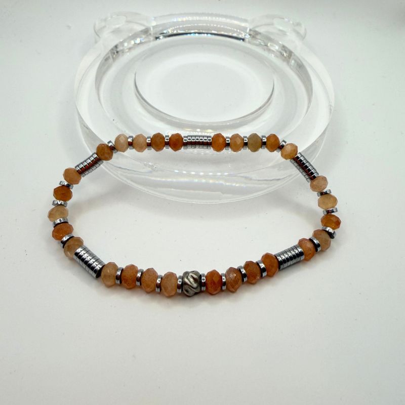 Handcrafted Gemstone and Hemitate Beaded Men Bracelet