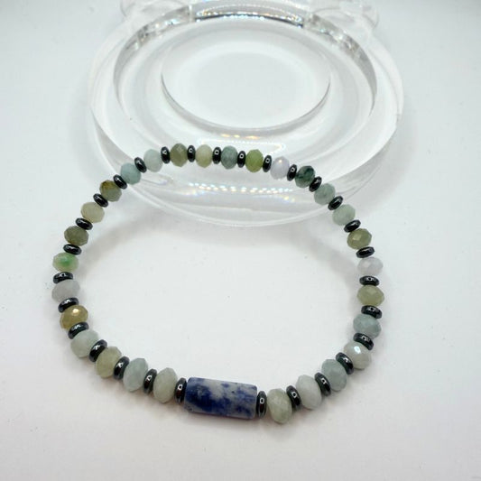 Handcrafted Gemstone and Hemitate Beaded Men Bracelet