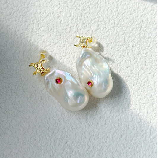 Baroque Pearl Stud Earring 18K Gold Plated