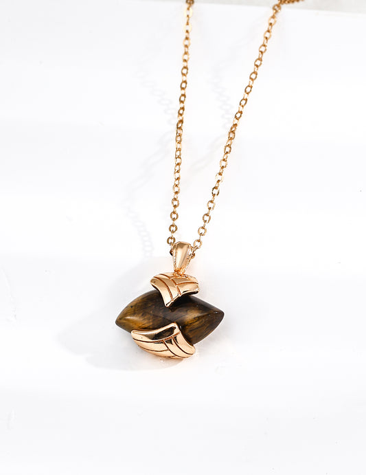 S925 Silver Tiger Eye Stone Necklace