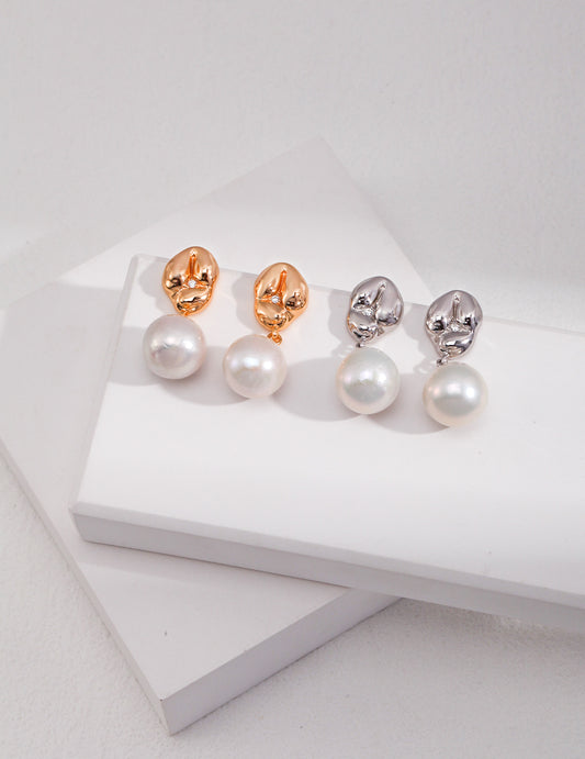 925 Silver Earring Nature Pearl 18K Gold Plated