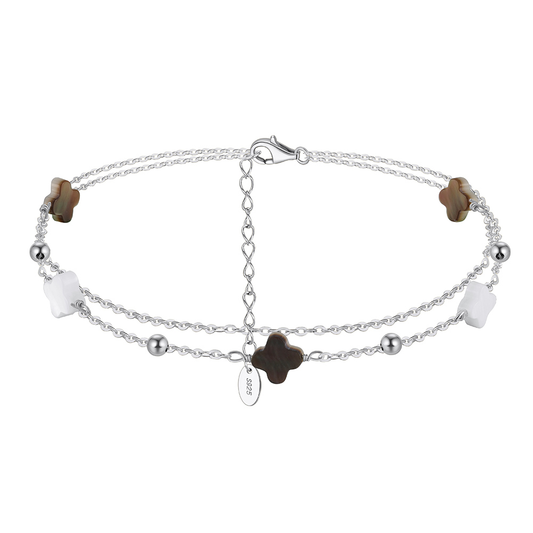 925 Sterling Silver Shell Anklet / 14K Plated