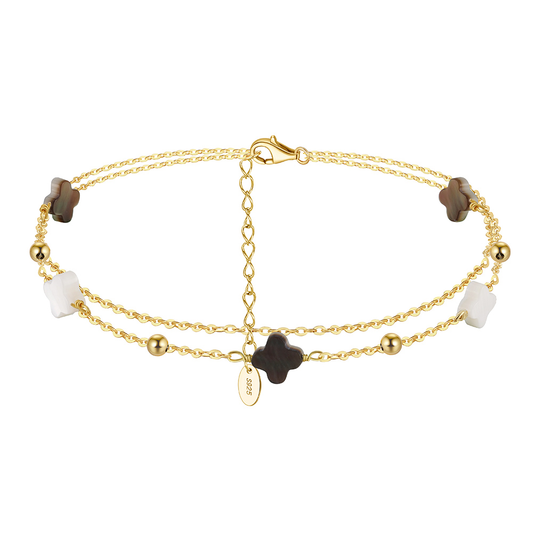 925 Sterling Silver Shell Anklet / 14K Plated