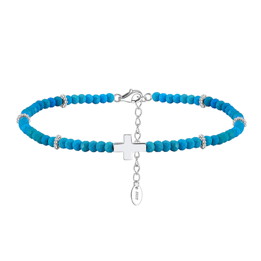 925 Sterling Silver Anklet with Turquoise Stone