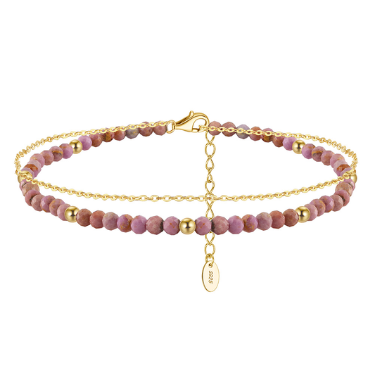 925 Sterling Silver Anklet with Purple Mica