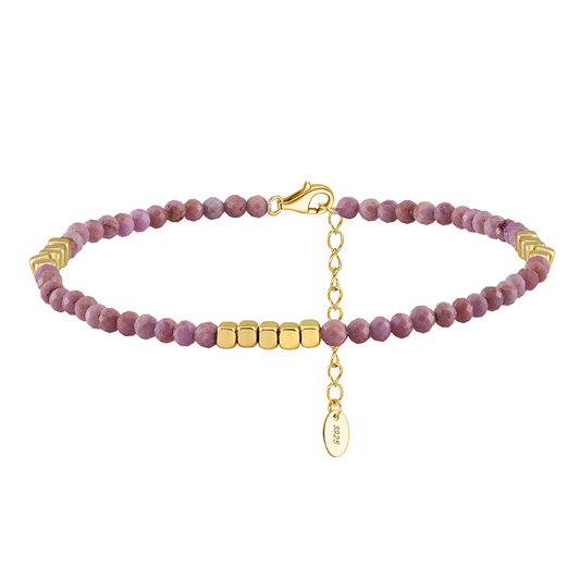 925 Sterling Silver Anklet with Purple Mica