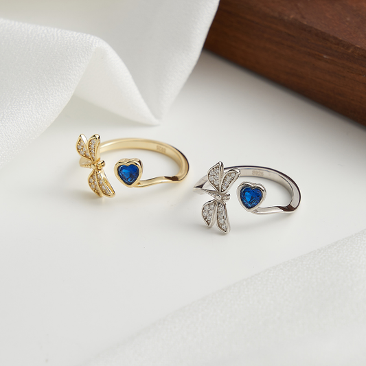 925 Sterling Silver Adjustable Ring with  Zircon