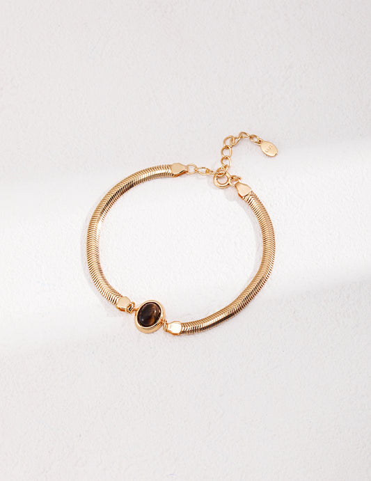 18k gold plated silver  Tiger Eye Stone bracelet